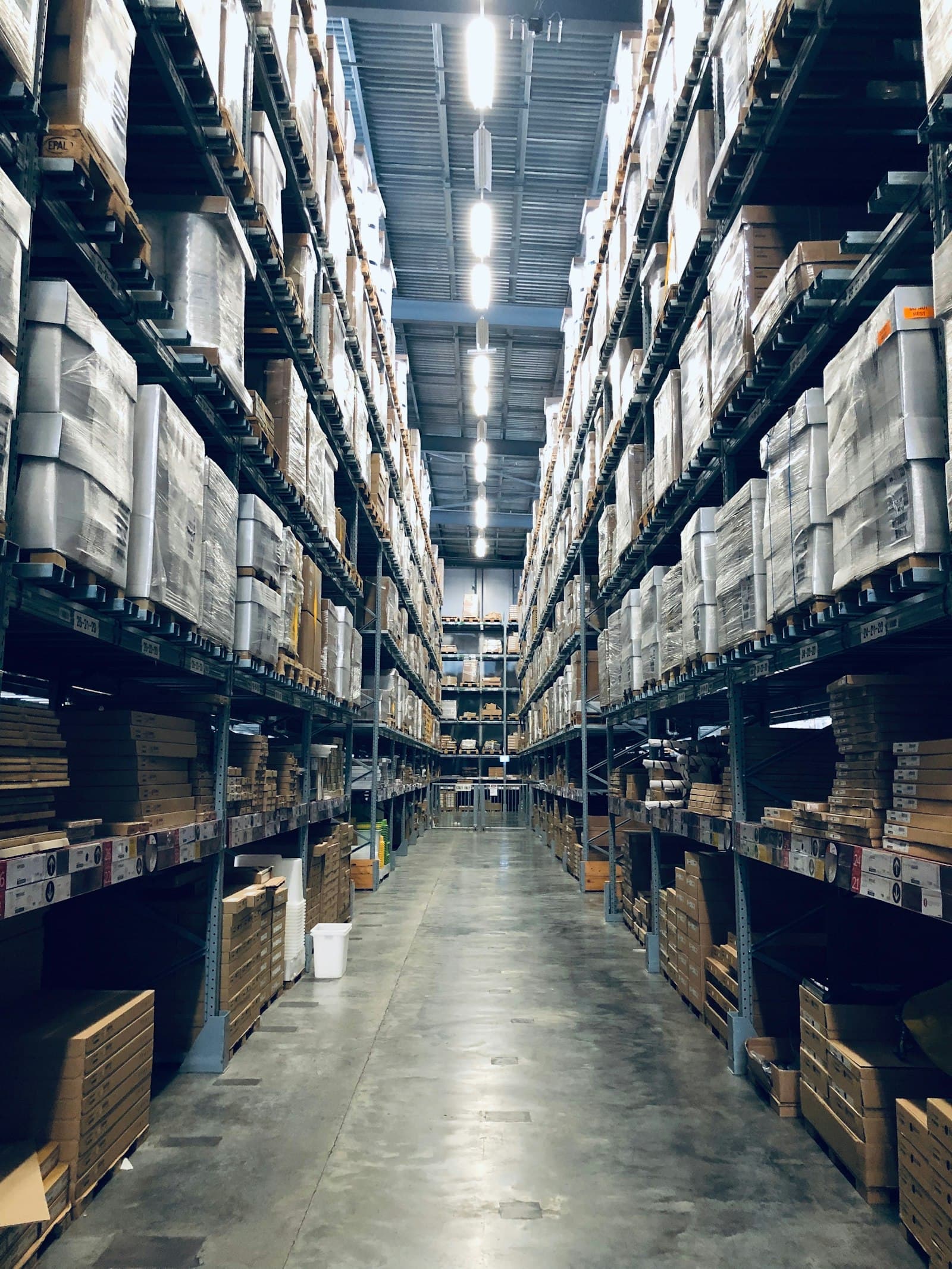 Warehouse aisle lined with inventory